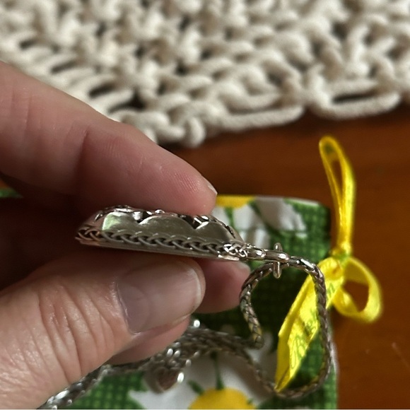 Brighton Square Pendant with Silver Hearts Necklace comes with Cloth Bag Retired - Picture 12 of 12